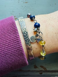 Image 1 of peacock pearl lapis and yellow garnet bracelet