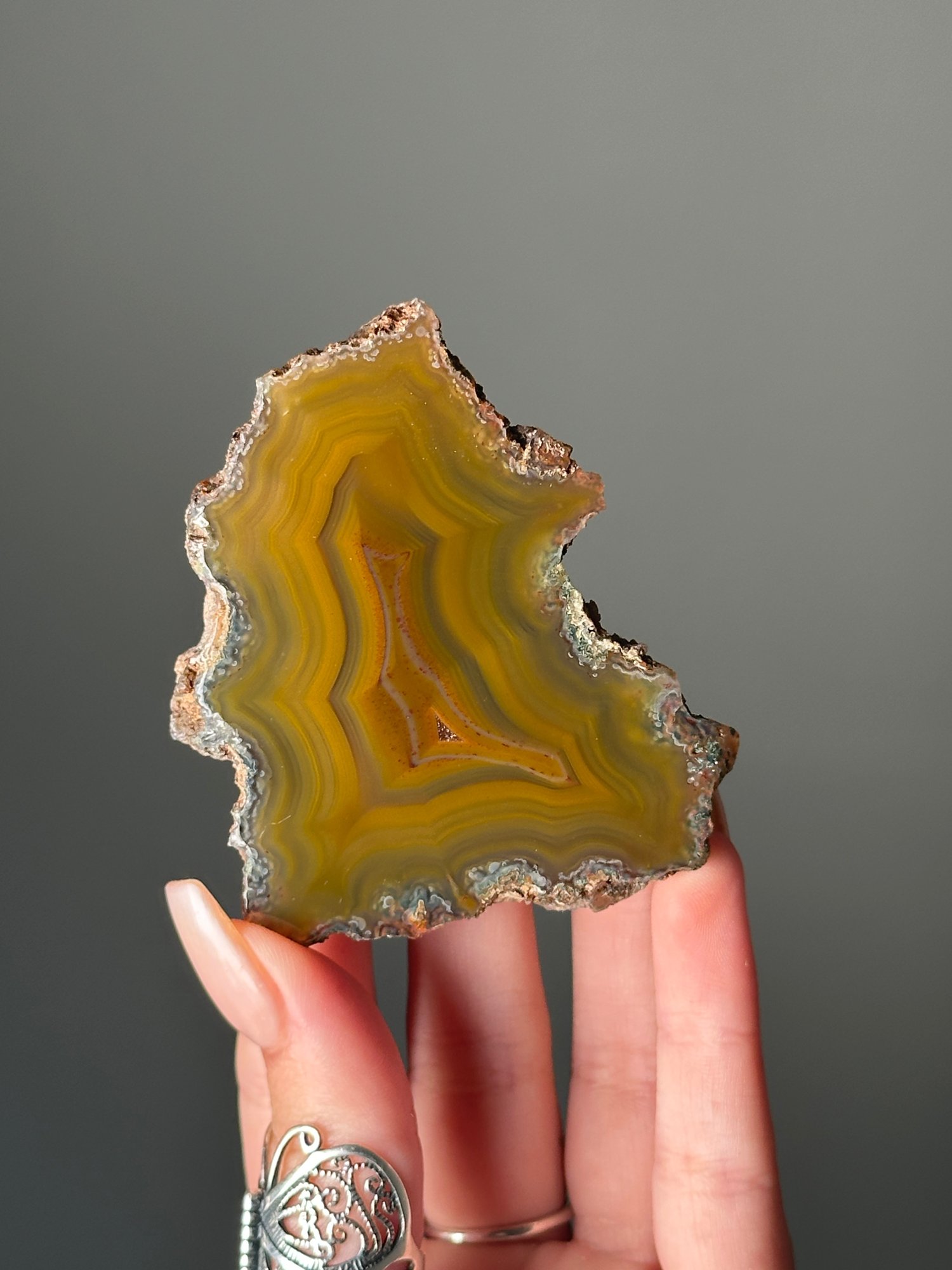 RARE BRIGHT YELLOW BANDED LAGUNA AGATE FROM MEXICO