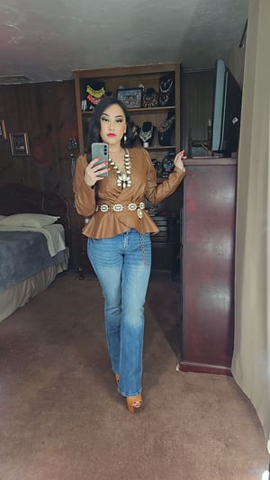 Image of Paris Faux Leather Blouse 