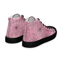 Image 3 of Pink & Black Spiderwebs Goth/Punk/Kawaii/Pastel Women’s high top canvas shoes