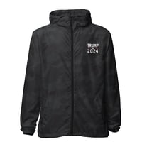 Image 2 of Trump 2024 Black Green Camo Unisex lightweight zip up windbreaker