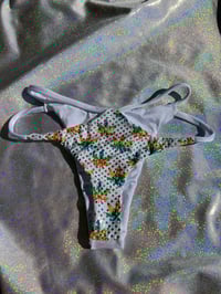 Image 2 of Rainbow 420 Strappy Side Thong Bottom Medium with Rainbow Leaf