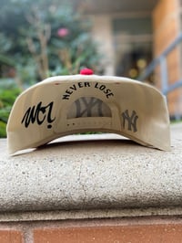 Image 3 of Yankee “ Never Lose” SnapBackHut Cream Red Brim