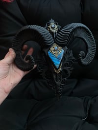 Image 2 of Ram skull with blue labradorite 