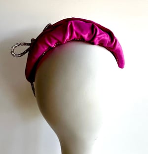 Image of Fuchsia leather bandeau. 