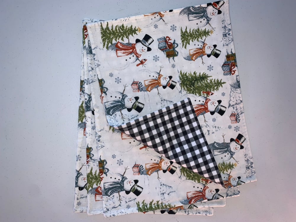 Image of ⛄Snowman & Gingham Placemat (Set of 4)