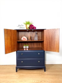 Image 2 of Painted Navy Blue Stag Minstrel LINEN CUPBOARD/ TALLBOY / DRINKS CABINET 