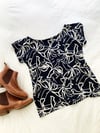 Ready Made Abstract Navy & White T Top with Free Postage 
