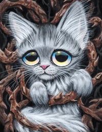 Image 1 of Gray Cat Thorns Original Acrylic Painting 