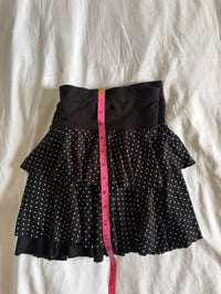 Image 6 of Vintage Y2K black polka dot mini ruffle rara skirt 