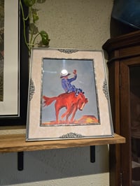 Image 2 of Riding Horseback in Oranges and Blues Framed Print