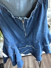 Image 3 of Denim strapless ruffle dress 