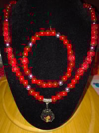 Image 1 of Chrome & Red Queen Necklace and Bracelet set