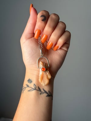 STILBITE X CARNELIAN NECKLACES .925 STERLING SILVER