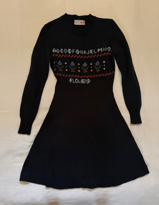 70s alphabet and flowers knit dress