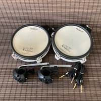Image 1 of Roland PD-80 x 2 • Pair of 8" Single Zone Mesh Drum Pads • made in Japan • w/ mounts + cables
