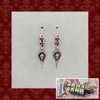 Red Skull Victorian Hand Mirror Earrings