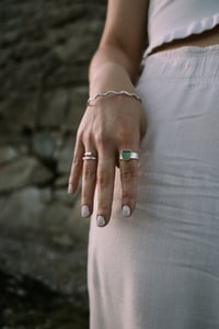 Image 2 of Chunky Green Sea Glass Ring - Size Q