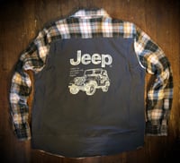 Upcycled “Jeep” t-shirt flannel