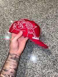 Image 2 of RED ANGELIC FLAME LA DODGERS CUSTOM FITTED CAP 