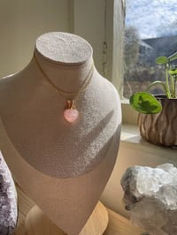 Image 1 of Gold Rose Quartz Heart Crystal Necklace