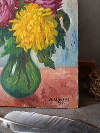 Image 7 of Peinture bouquet de chrysanthèmes dans un vase vert