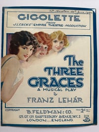 Image 2 of Gigolette from The Three Graces, framed 1924 vintage sheet music