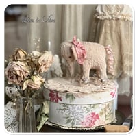 Image 8 of Handmade pink beige standing elephant on wheels