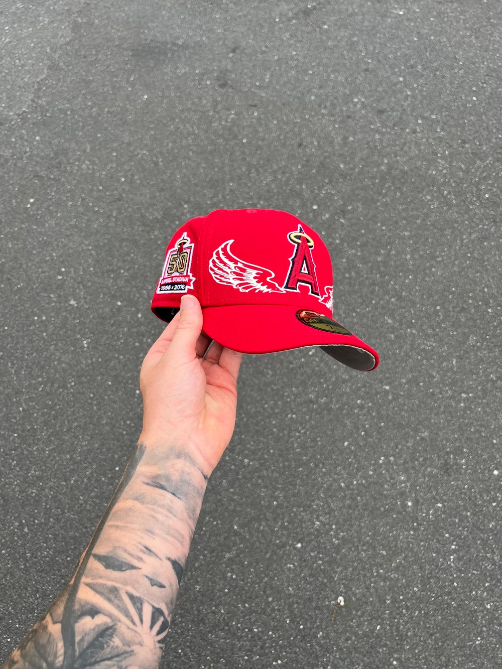 Image of GREY BRIM ANAHEIM ANGELS CUSTOM FITTED CAP 