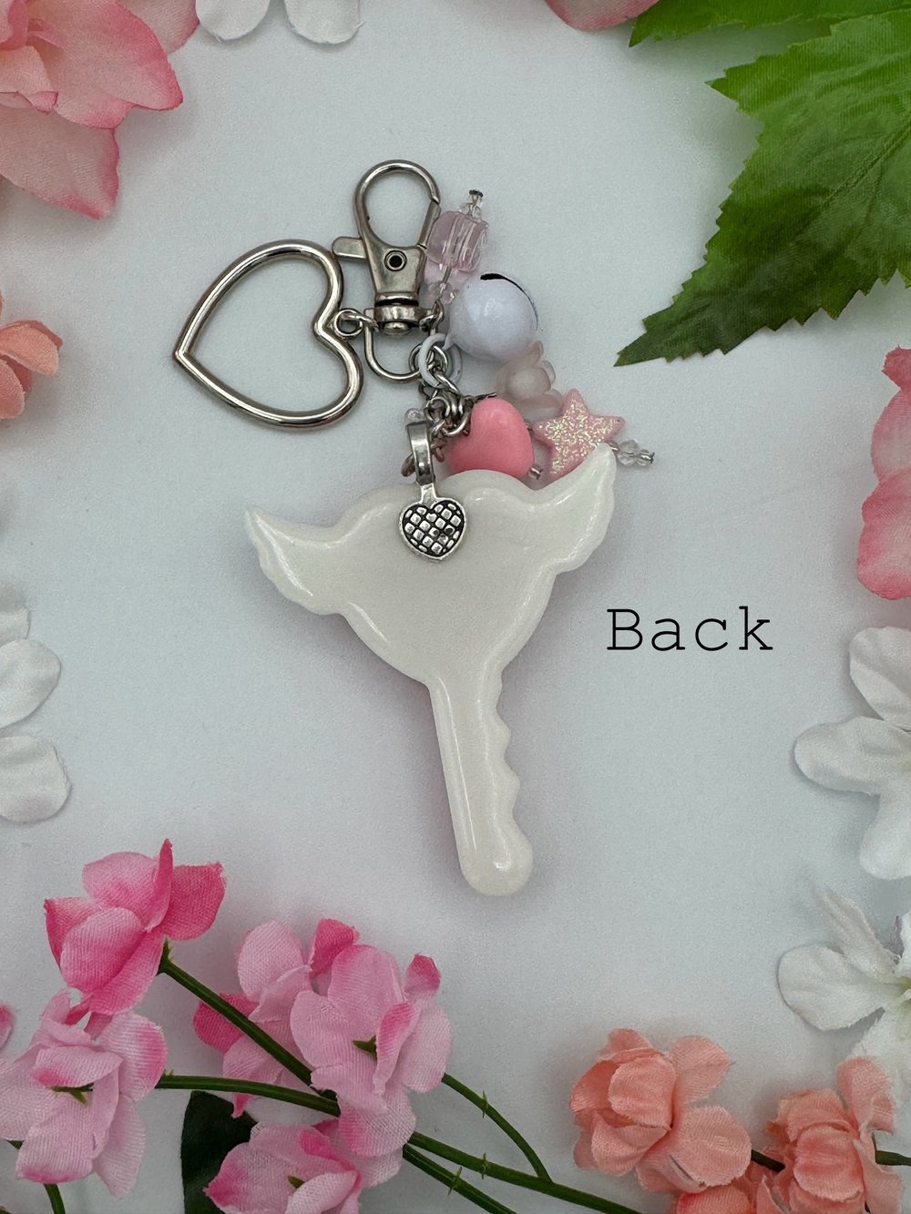 Image of Pink Heart Angel Key - Shaker Keychain