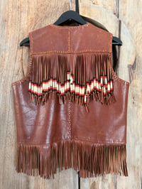Image 3 of Rare Ralph Lauren Denim & Supply Beaded Leather Fringe Vest