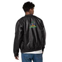 Image 2 of Haitian Crest Elite Leather Bomber Jacket [Dèyè Lakay]