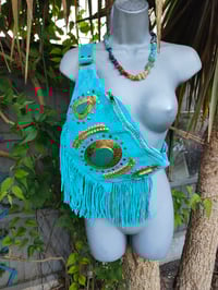 Image 10 of Dolly Bum bag suede fringe tassels TURQUOISE and Moroccan Stone