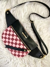 Image 2 of Maroon & Pink checkered crossbody 