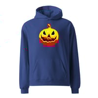 Image 9 of Long Sleeve Oversized Hoodie (Adult M/F) - Jack O Lantern Vintage Red-Yellow