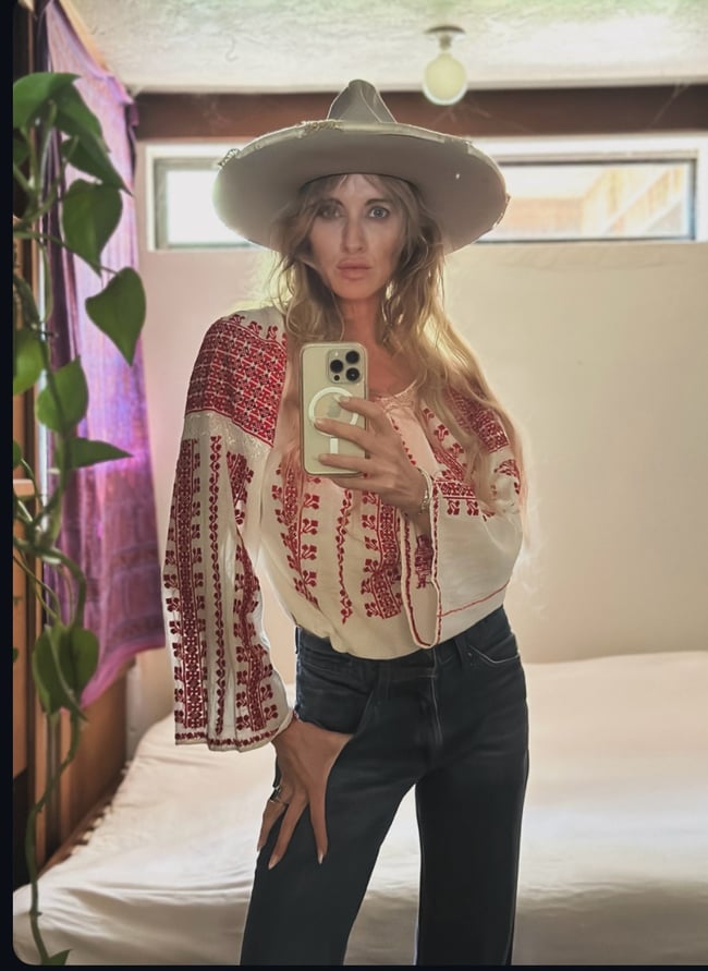 1960s Romanian hand embroidered gauze peasant blouse