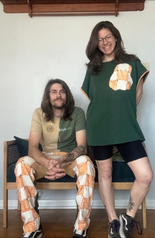 70s quilt ghost sleeveless sweatshirt, size 3X | Needlie Upcyclery
