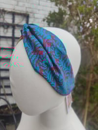 Image 1 of Boho turban Head Band- sari fabric purple red