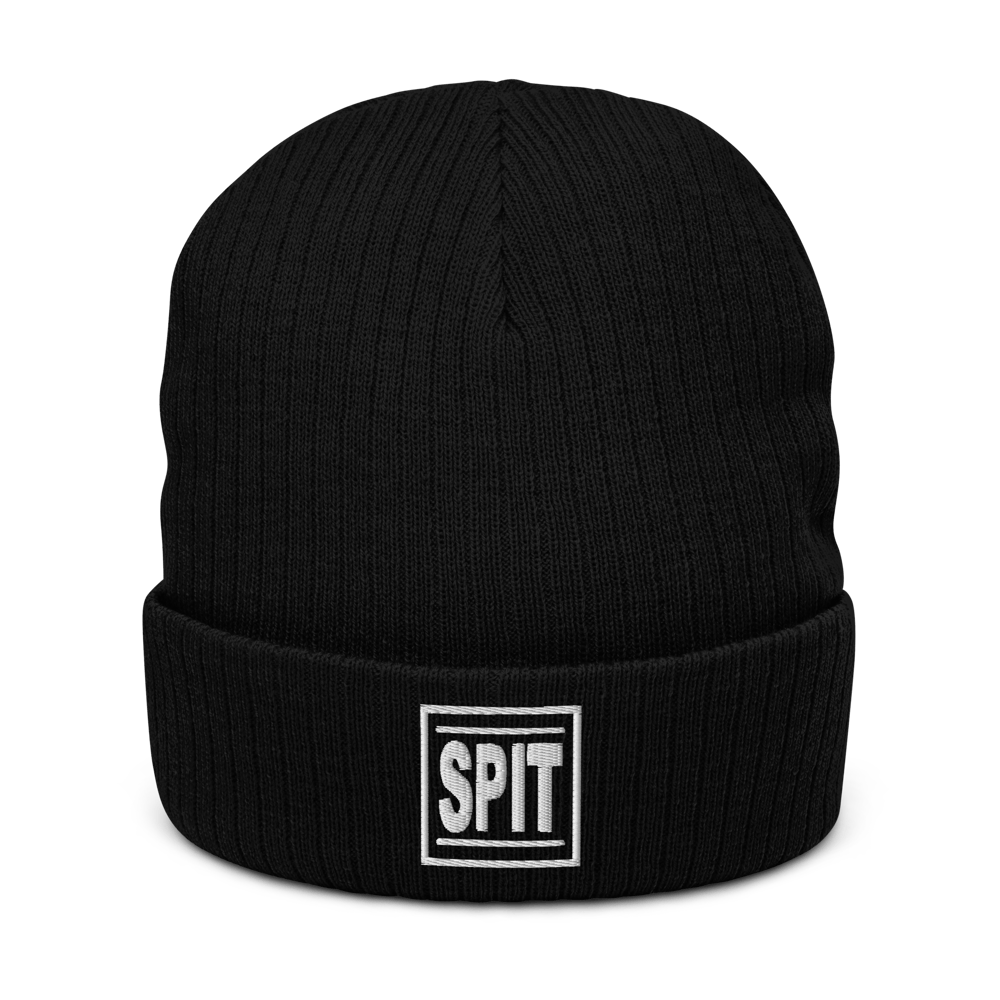 Image of Spit Logo Black Recycled cuffed beanie