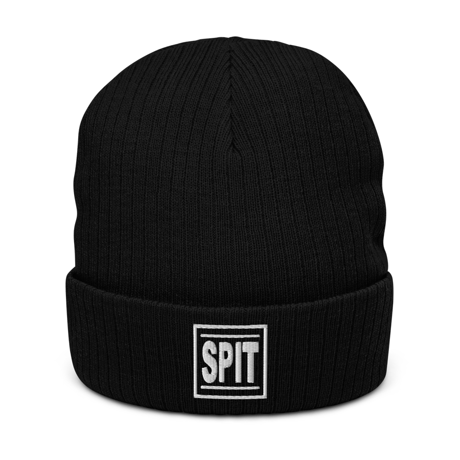 Image of Spit Logo Black Recycled cuffed beanie