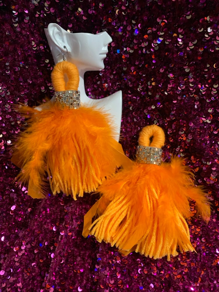 Image of Black Boa/Bling Earrings 