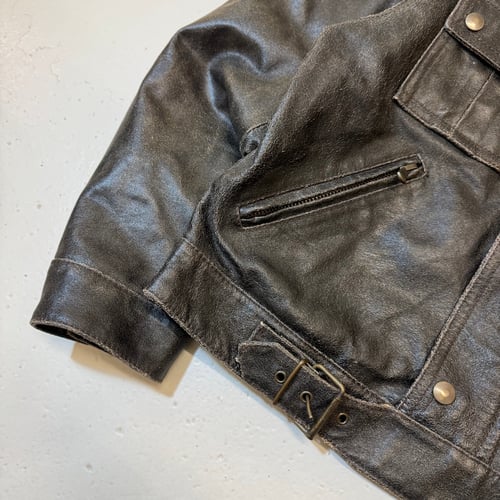 Image of 1990s Heavyweight Leather Biker Jacket, Size Medium