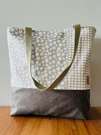 Image 1 of Fabric Tote Bag- Daisy Garden (Meadow Green colour)