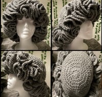 Crochet Ruffle Hat- Gray 