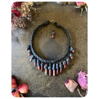Image 2 of The Empress Necklace - Red Jaspers and Shadow Leather