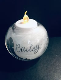 Image 2 of Personalised Memorial Feather Tea Light