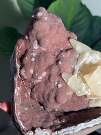 Image 8 of RED SUGAR AMETHYST WITH CALCITE ON A STAND -URUGUAY-