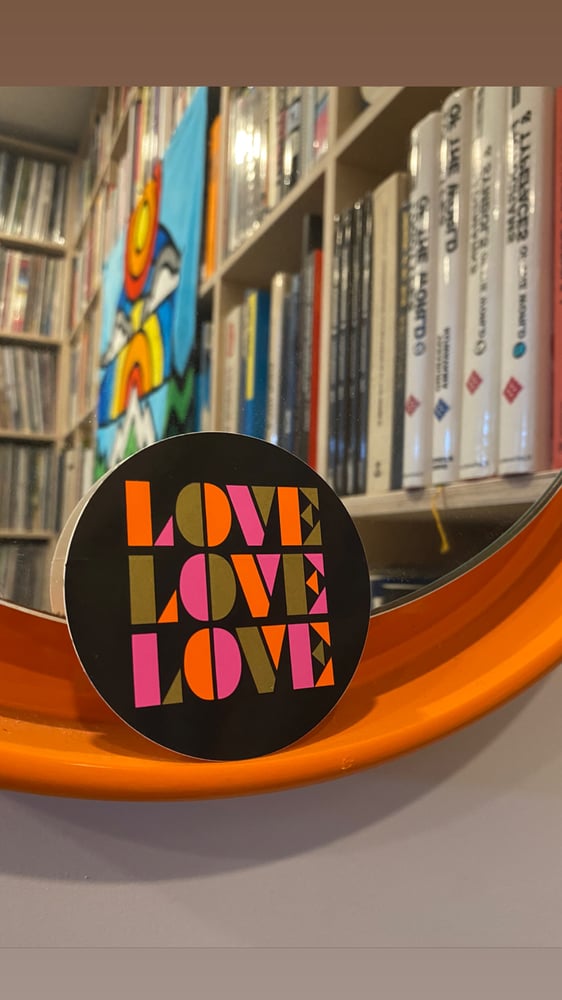 Image of “LOVE, LOVE, LOVE” GOLD/PINK/ORANGE  STICKER 3 PACK.