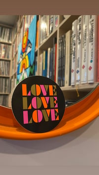 Image 3 of “LOVE, LOVE, LOVE” GOLD/PINK/ORANGE  STICKER 3 PACK.