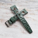 20mm Vintage Style Crocodile Strap In Green